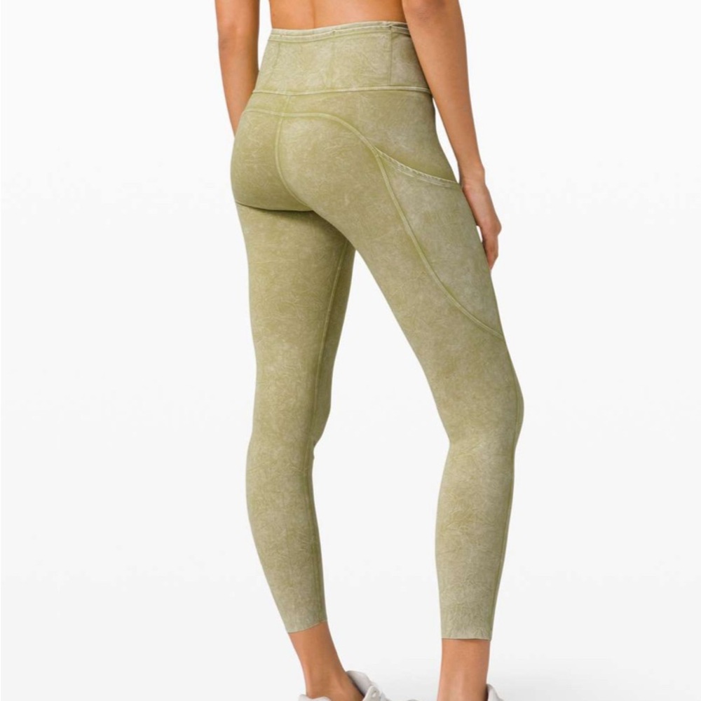 Lululemon Fast and Free High Rise Tight 25" Ice Dye Ice Wash Hazel Green 6